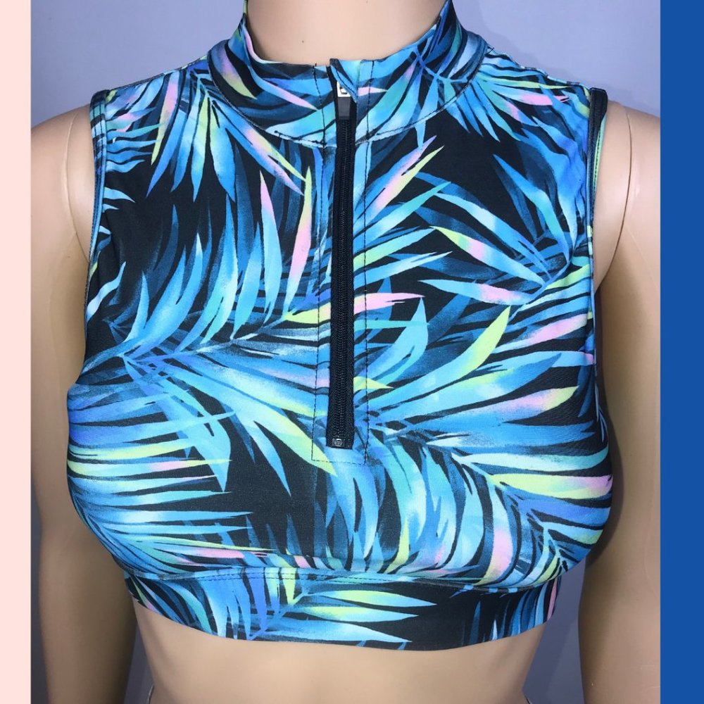 Blue Floral Sports Bra - Forever 21